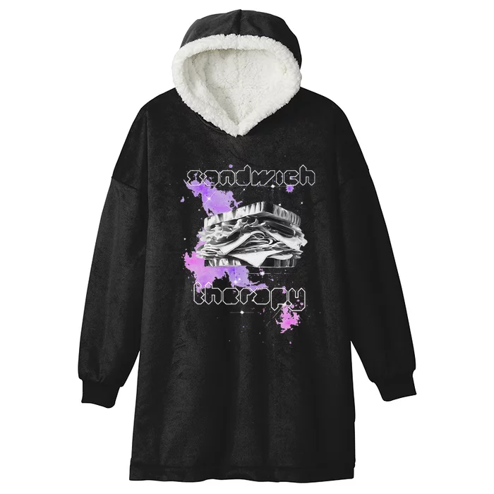 Cosmic Space Food Sandwich In Retro Vintage Galaxy Nebula Hooded Wearable Blanket