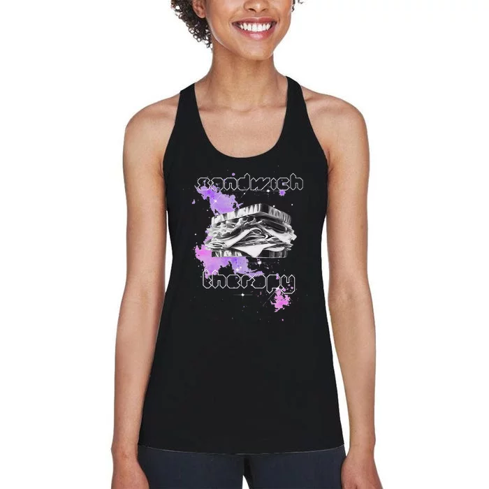 Cosmic Space Food Sandwich In Retro Vintage Galaxy Nebula Women's Racerback Tank