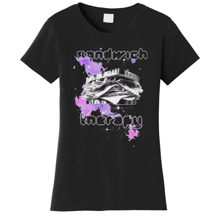 Cosmic Space Food Sandwich In Retro Vintage Galaxy Nebula Women's T-Shirt