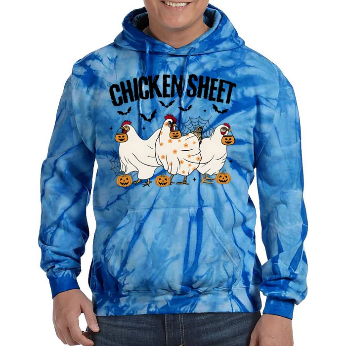 Chicken Sheet Funny Ghoul Ghost Halloween Tie Dye Hoodie