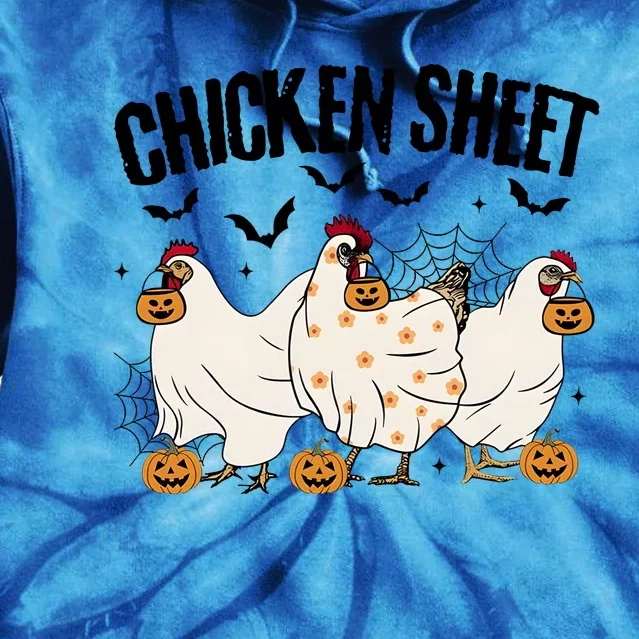 Chicken Sheet Funny Ghoul Ghost Halloween Tie Dye Hoodie