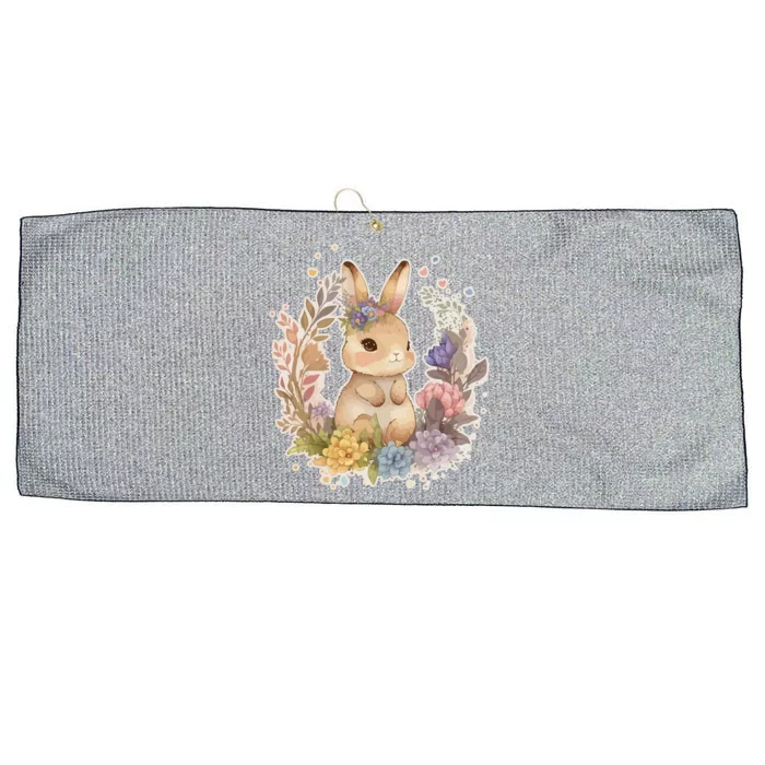 Cute Springtime Floral Baby Bunny Rabbit Large Microfiber Waffle Golf Towel