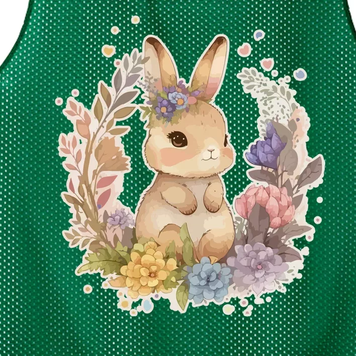 Cute Springtime Floral Baby Bunny Rabbit Mesh Reversible Basketball Jersey Tank