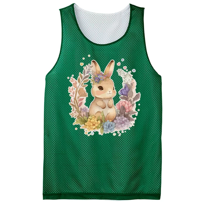 Cute Springtime Floral Baby Bunny Rabbit Mesh Reversible Basketball Jersey Tank