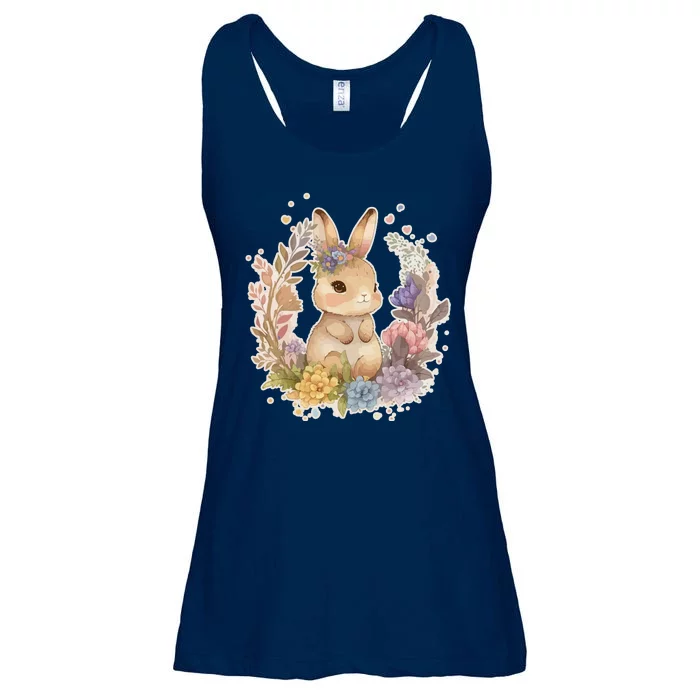 Cute Springtime Floral Baby Bunny Rabbit Ladies Essential Flowy Tank