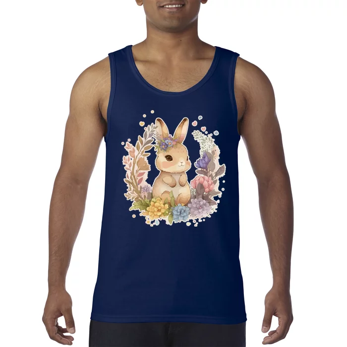 Cute Springtime Floral Baby Bunny Rabbit Tank Top