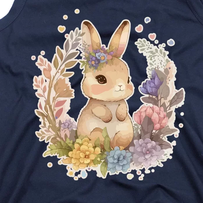 Cute Springtime Floral Baby Bunny Rabbit Tank Top