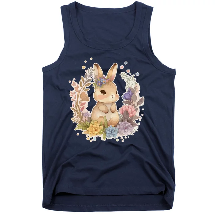 Cute Springtime Floral Baby Bunny Rabbit Tank Top