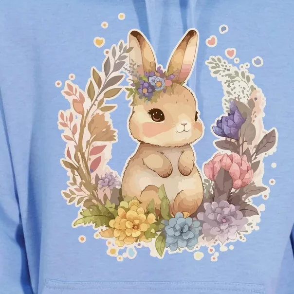 Cute Springtime Floral Baby Bunny Rabbit Unisex Surf Hoodie