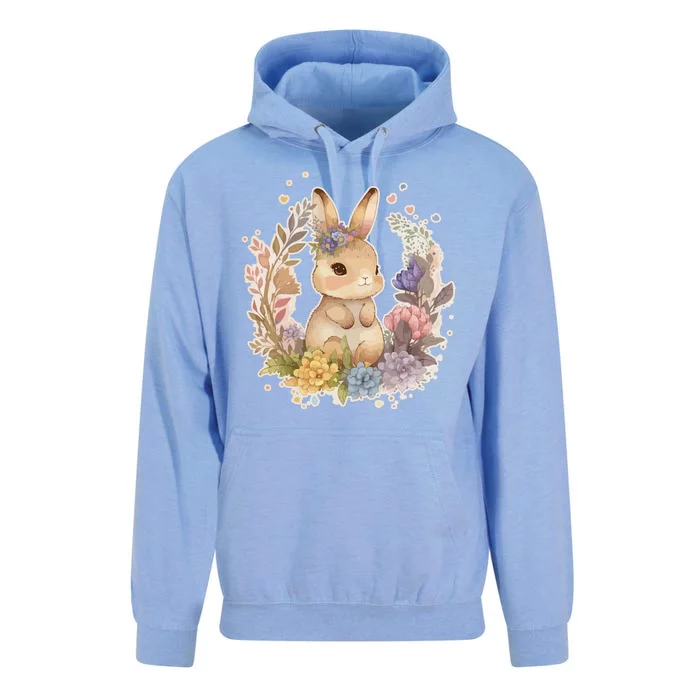 Cute Springtime Floral Baby Bunny Rabbit Unisex Surf Hoodie