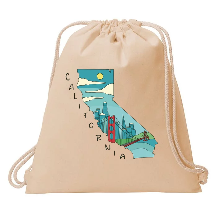 California San Francisco View Drawstring Bag