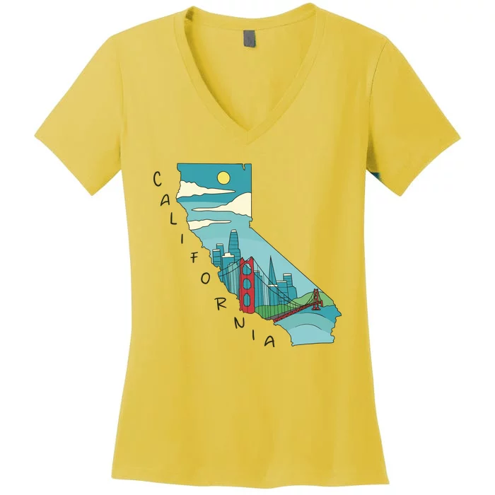 California San Francisco View Women's V-Neck T-Shirt