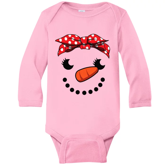 Cutest Snowman Face Christmas Costume Xmas Baby Long Sleeve Bodysuit