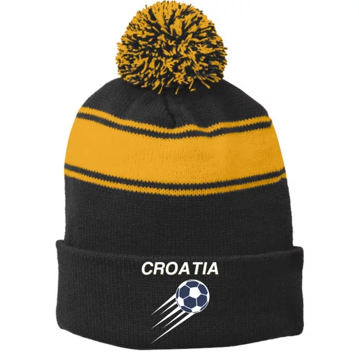 Croatia Soccer Football Croatian Stripe Pom Pom Beanie