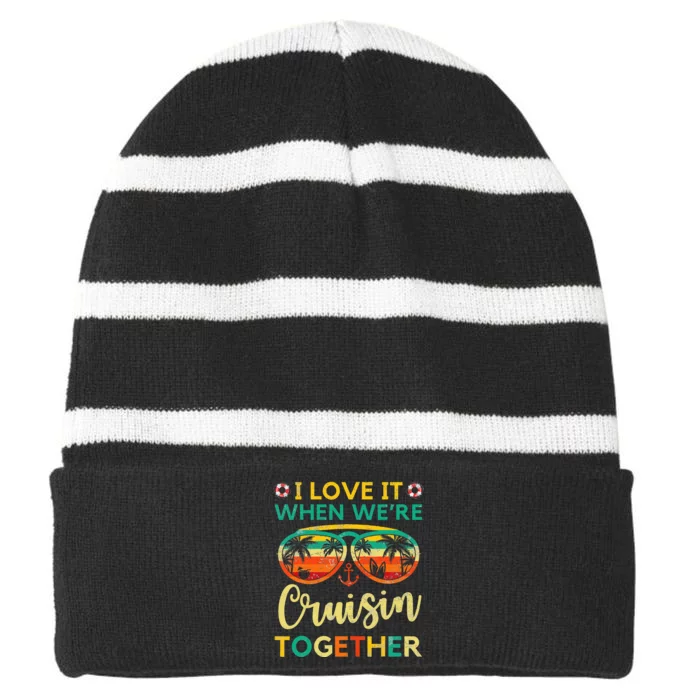 Cruise Ship Family Friends Matching Vacation Striped Beanie with Solid Band