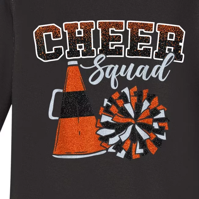 Cheer Squad Funny Cheerleader Cheerleading Orange Baby Long Sleeve Bodysuit