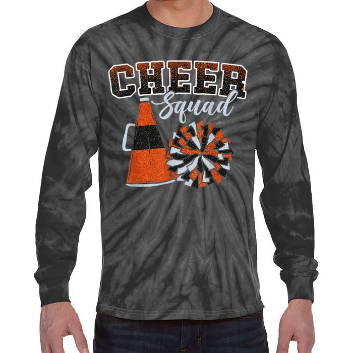 Cheer Squad Funny Cheerleader Cheerleading Orange Tie-Dye Long Sleeve Shirt