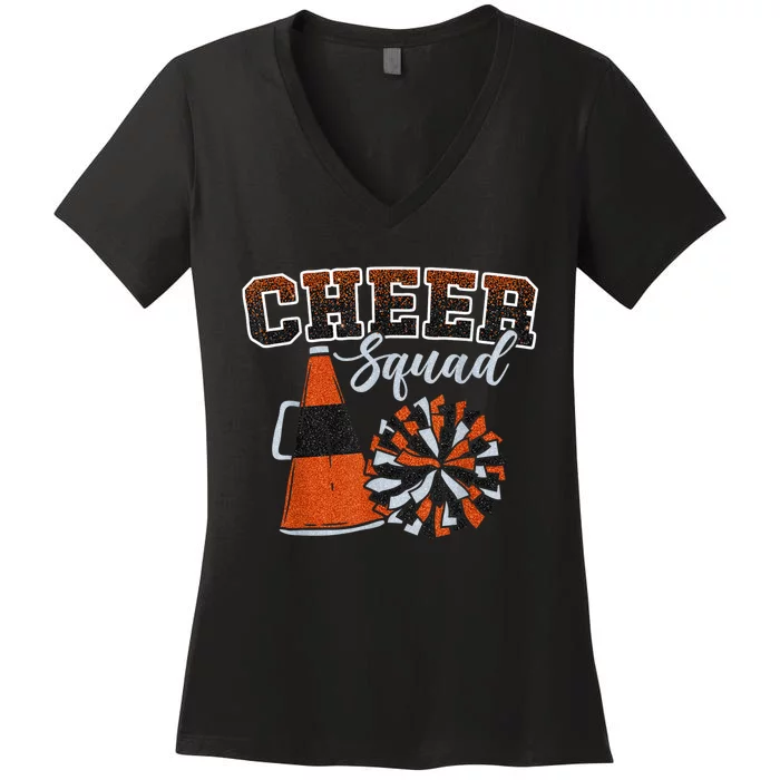 Cheer Squad Funny Cheerleader Cheerleading Orange Women's V-Neck T-Shirt