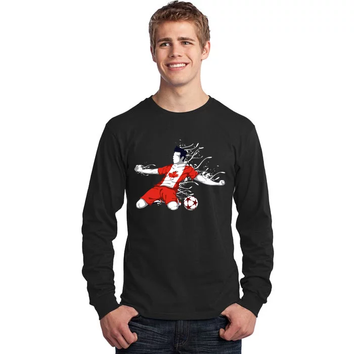 Canada Soccer Fans Jersey Canadian Flag Football Lovers Art Tall Long Sleeve T-Shirt