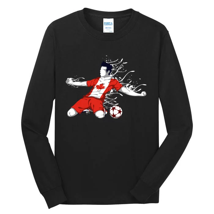 Canada Soccer Fans Jersey Canadian Flag Football Lovers Art Tall Long Sleeve T-Shirt