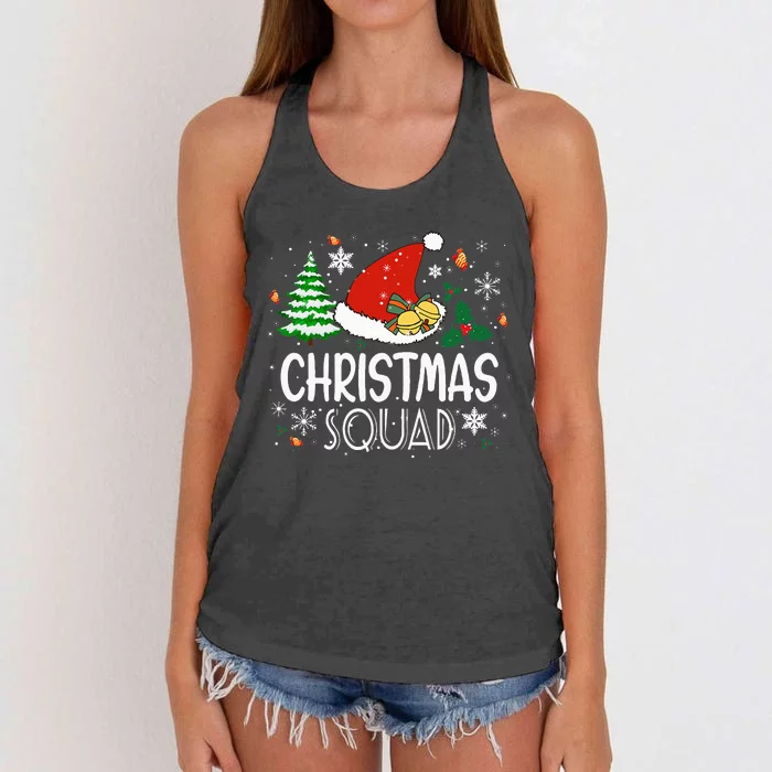 Christmas Squad Family Group Matching Christmas Pajama Party Women's Knotted Racerback Tank