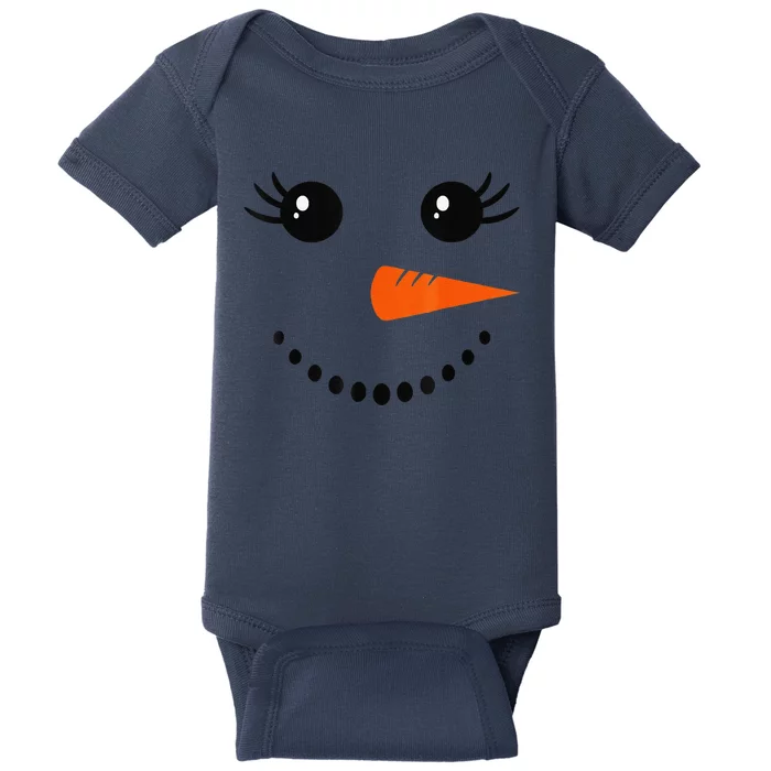 Cute Snowman Face Carrot Nose Christmas Pajamas Funny Baby Bodysuit