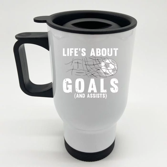 Cool Soccer For Soccer Lovers Player Football Goal Front & Back Stainless Steel Travel Mug