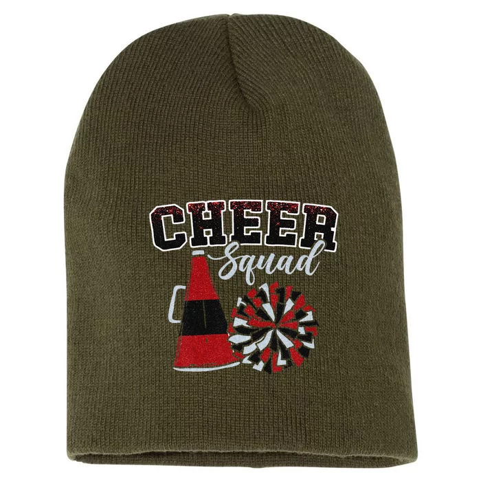 Cheer Squad Funny Cheerleader Cheerleading Red Women Girl Gift Short Acrylic Beanie