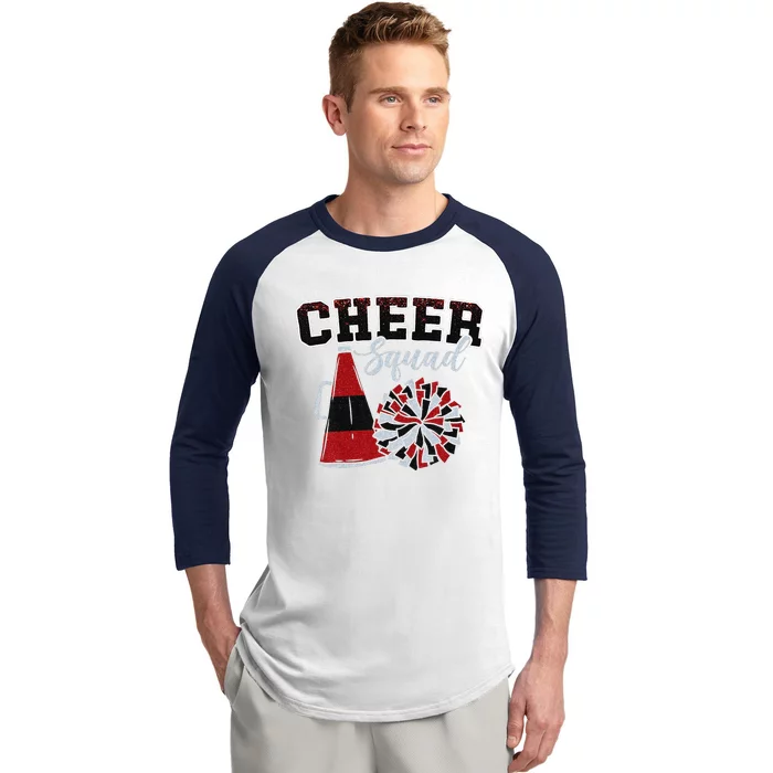 Cheer Squad Funny Cheerleader Cheerleading Red Women Girl Gift Baseball Sleeve Shirt