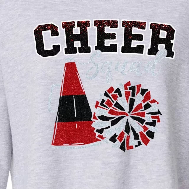 Cheer Squad Funny Cheerleader Cheerleading Red Women Girl Gift Cropped Pullover Crew