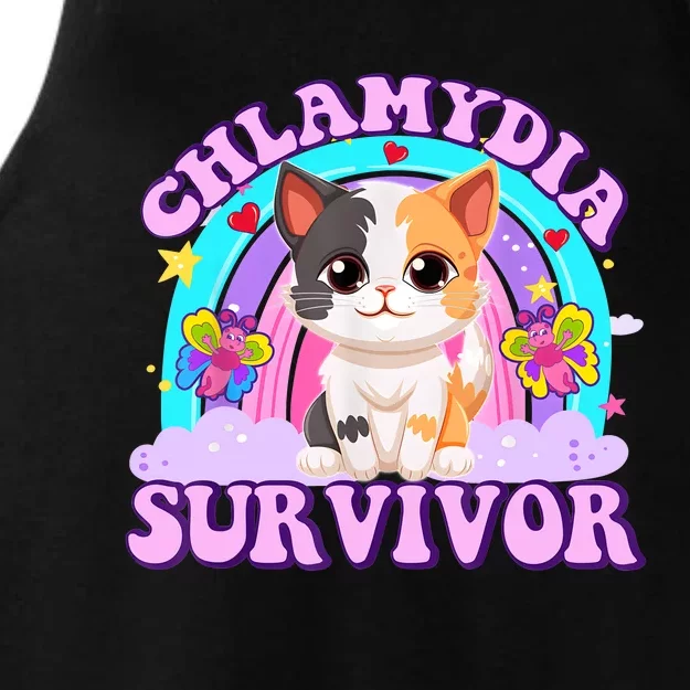 Chlamydia Survivor Funny Cat Sarcastic Inappropriate Ladies Tri-Blend Wicking Tank