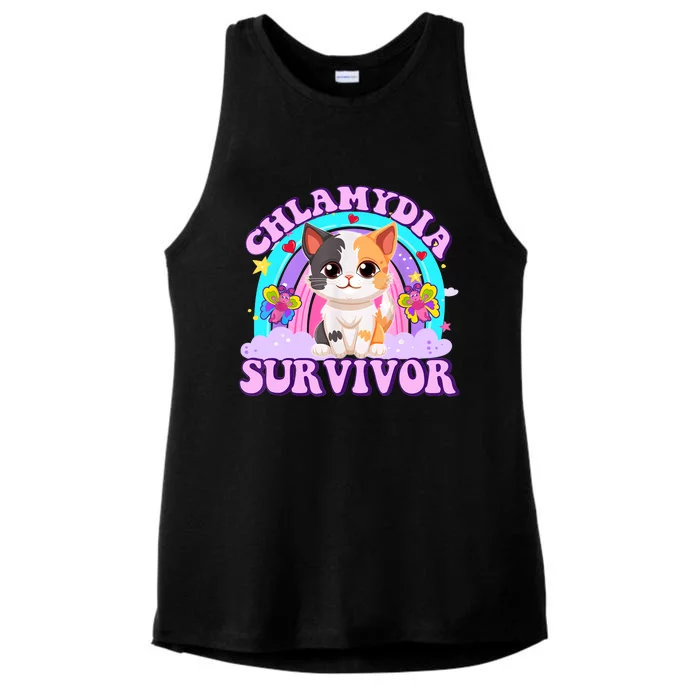 Chlamydia Survivor Funny Cat Sarcastic Inappropriate Ladies Tri-Blend Wicking Tank