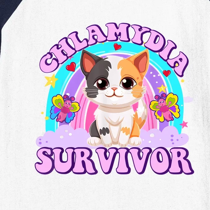 Chlamydia Survivor Funny Cat Sarcastic Inappropriate Baseball Sleeve Shirt