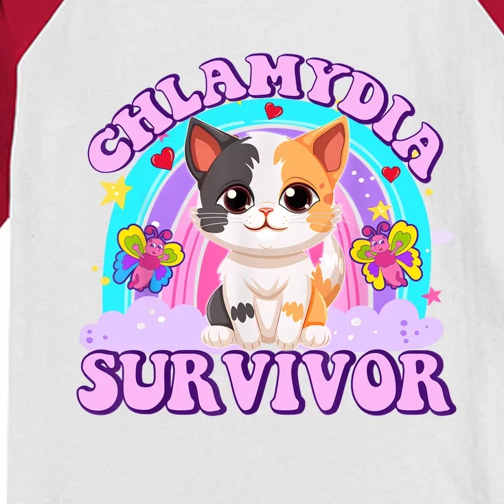 Chlamydia Survivor Funny Cat Sarcastic Inappropriate Kids Colorblock Raglan Jersey