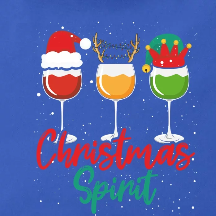 Christmas Spirits Funny Glasses Of Wine Santa Hat Reindeer Gift Zip Tote Bag