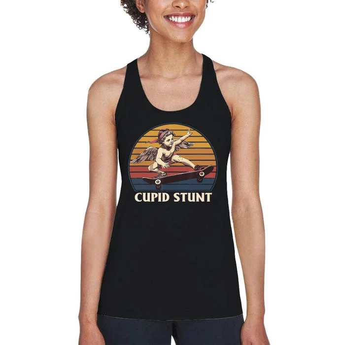 Cupid Stunt Funny Sarcastic Offensive Humor Embarrassing Women's Racerback Tank