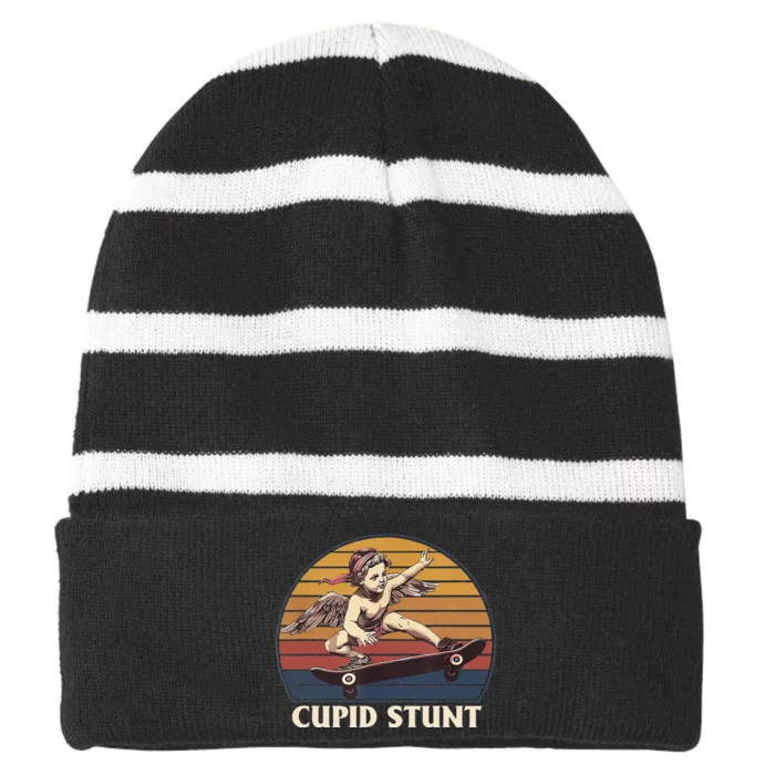 Cupid Stunt Funny Sarcastic Offensive Humor Embarrassing Striped Beanie with Solid Band