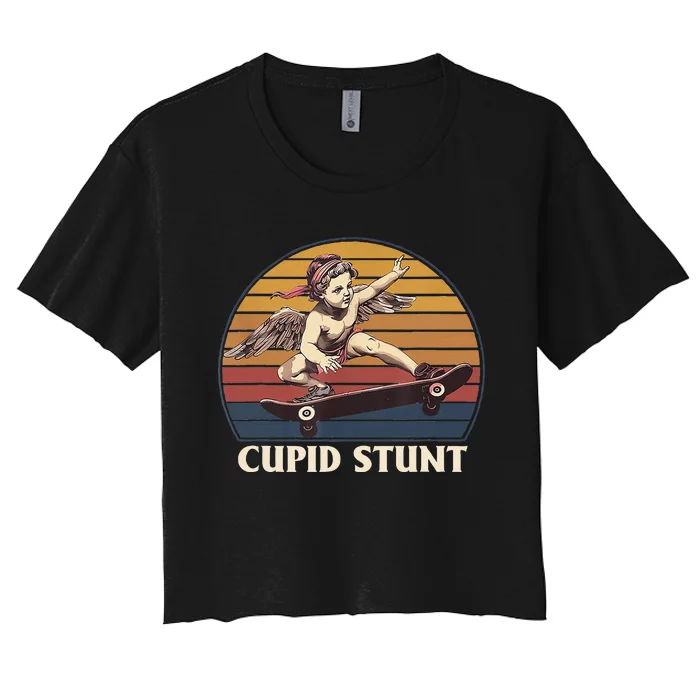 Cupid Stunt Funny Sarcastic Offensive Humor Embarrassing Women's Crop Top Tee