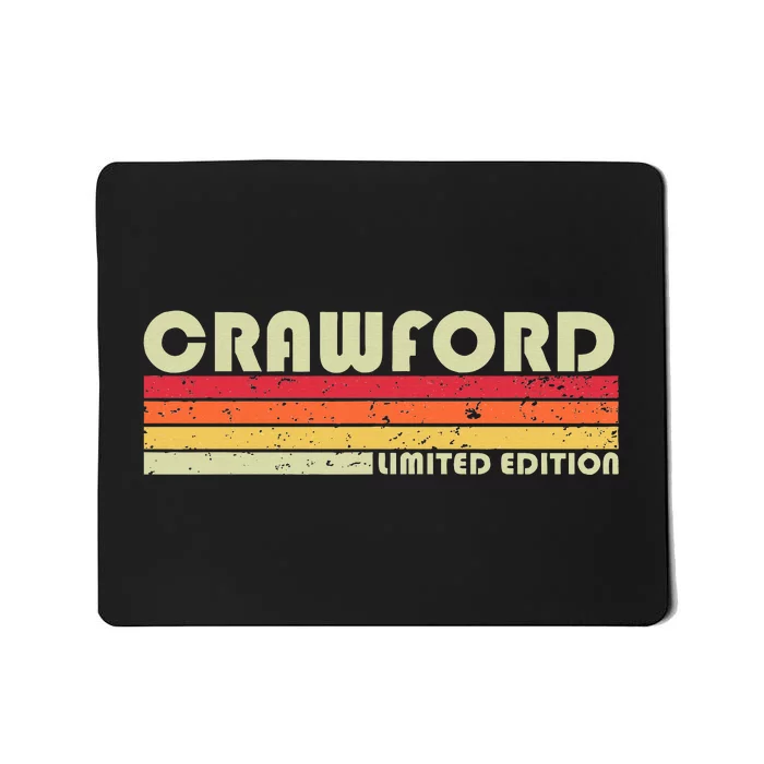 Crawford Surname Funny Retro Vintage 80s Birthday Reunion Mousepad