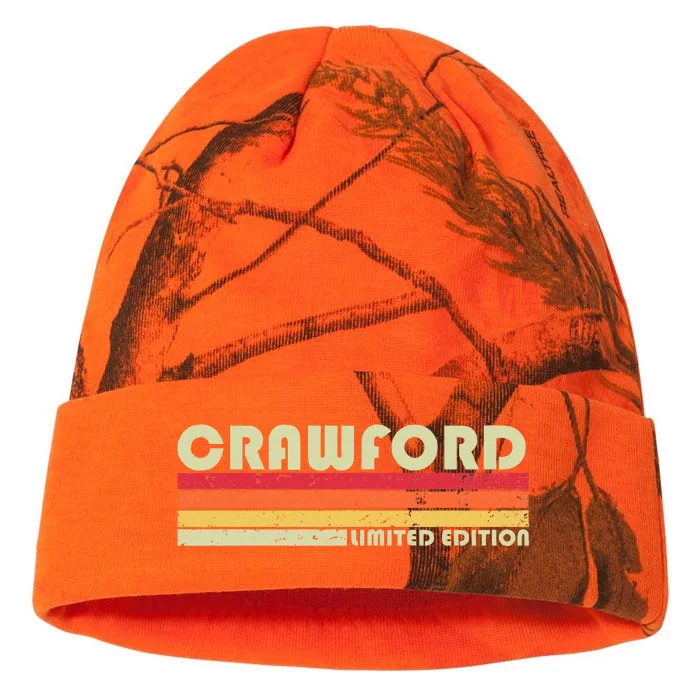 Crawford Surname Funny Retro Vintage 80s Birthday Reunion Kati - 12in Camo Beanie