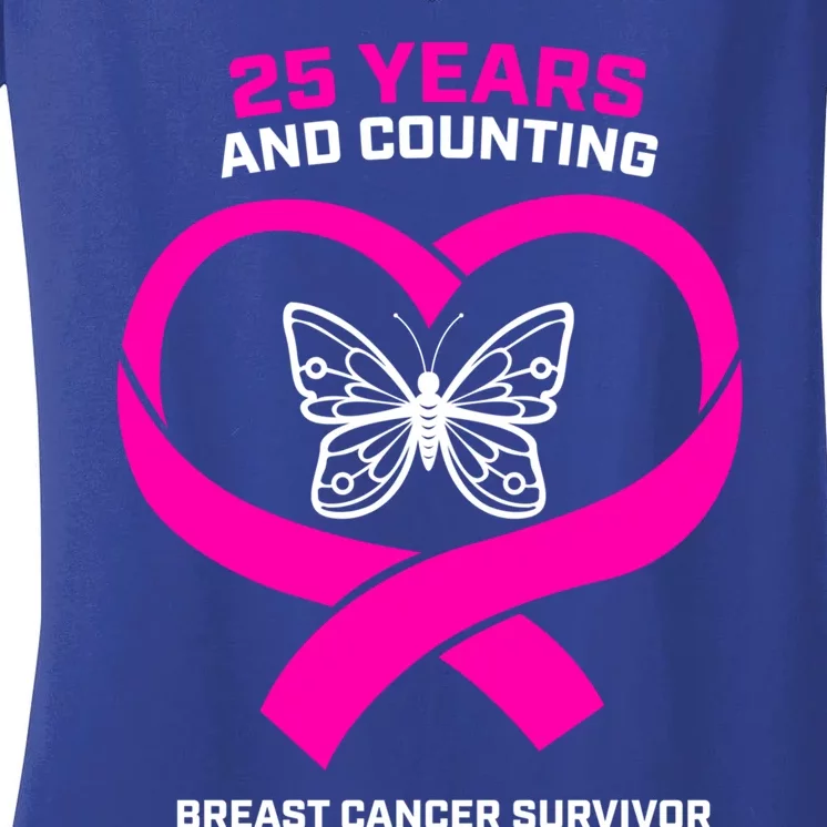 Cancer Survivor Funny Gift Mom Pink Breast Cancer Survivor Great Gift Women's V-Neck T-Shirt