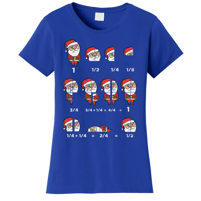 Christmas Santa Fraction Funny Xmas Math Teacher Funny Funny Women's T-Shirt