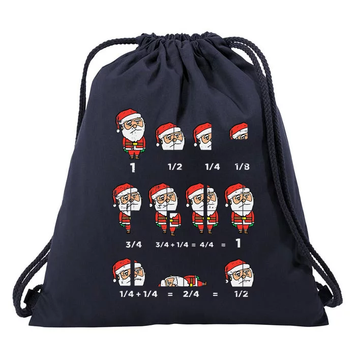 Christmas Santa Fraction Funny Xmas Math Teacher Funny Funny Drawstring Bag