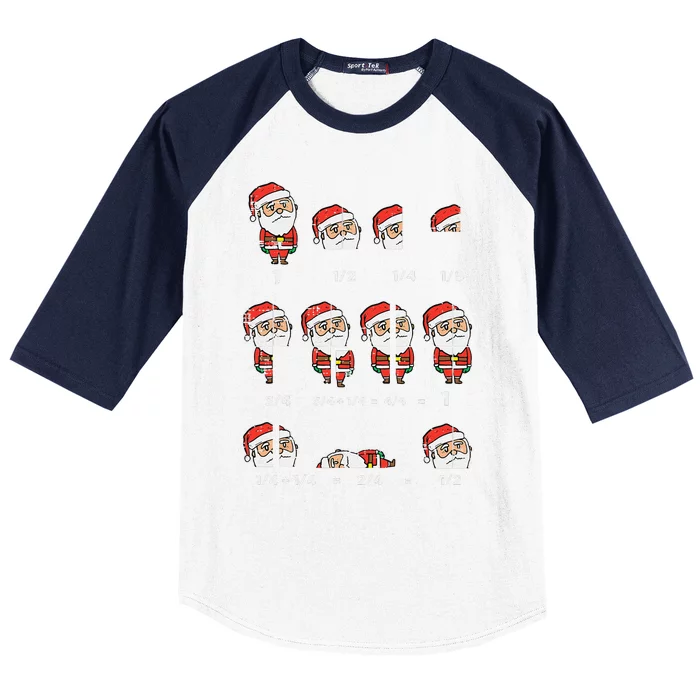 Christmas Santa Fraction Funny Xmas Math Teacher Funny Funny Baseball Sleeve Shirt