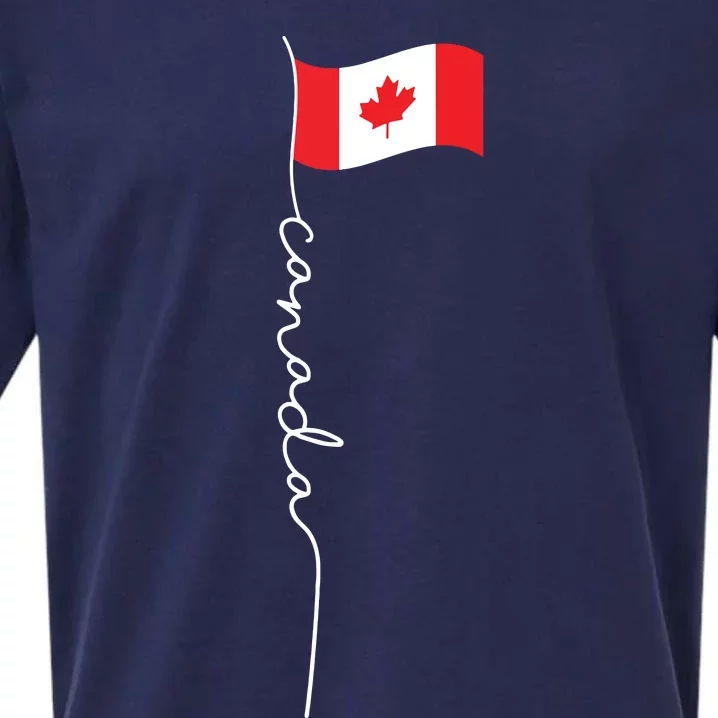 Canada Signature Flag Pole Patriotic Canadian Flag Sueded Cloud Jersey T-Shirt