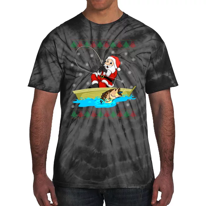 Christmas Santa Fisherman Funny Xmas Fishing Lovers Gift Tie-Dye T-Shirt