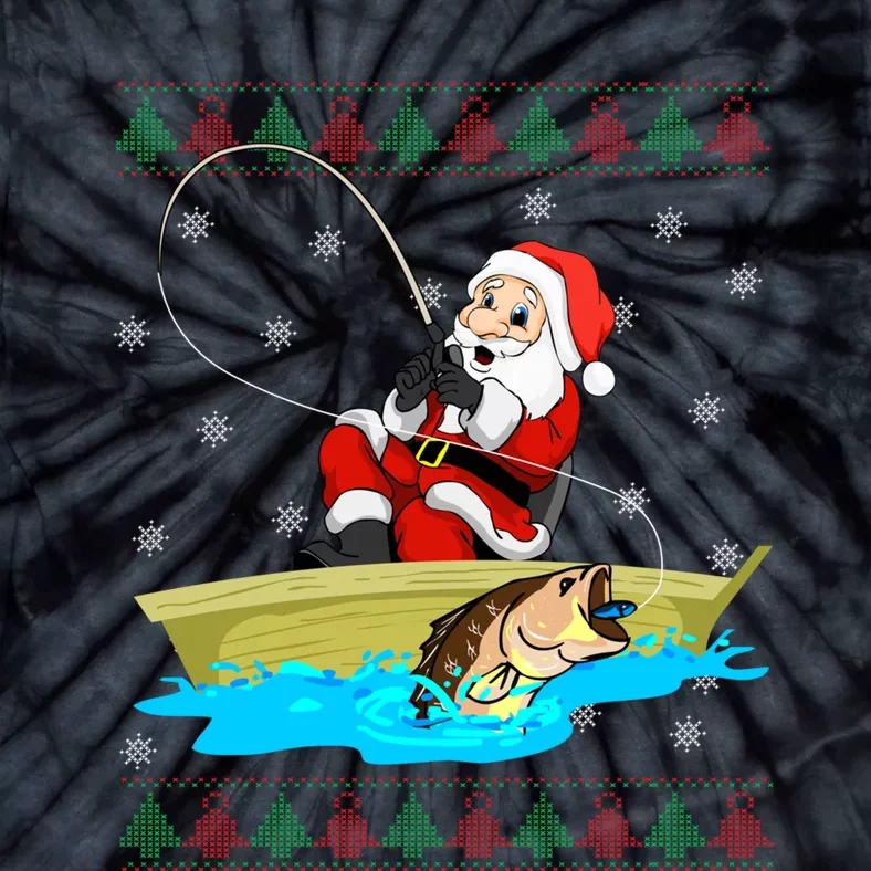 Christmas Santa Fisherman Funny Xmas Fishing Lovers Gift Tie-Dye T-Shirt