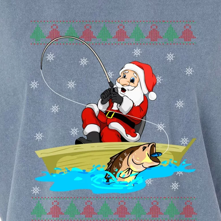 Christmas Santa Fisherman Funny Xmas Fishing Lovers Gift Garment-Dyed Women's Muscle Tee