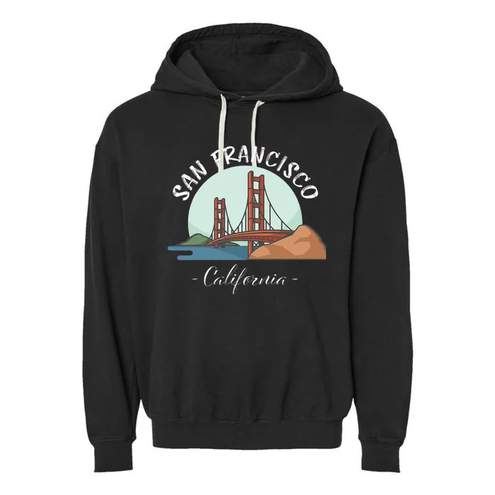 California San Francisco Gift Golden Gate Bridge Souvenir Garment-Dyed Fleece Hoodie