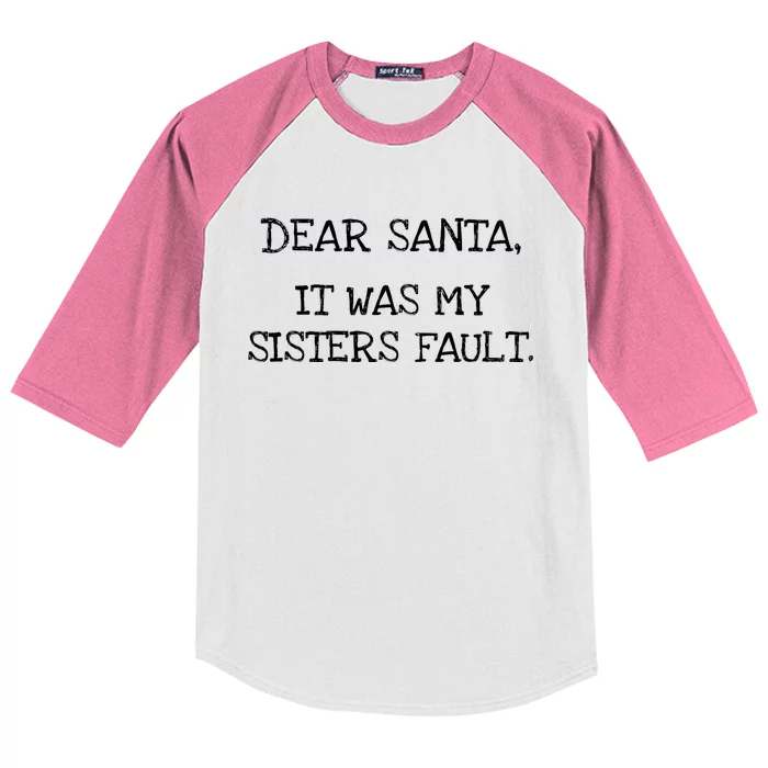 Christmas Sisters Fault Siblings Joke Kids Colorblock Raglan Jersey